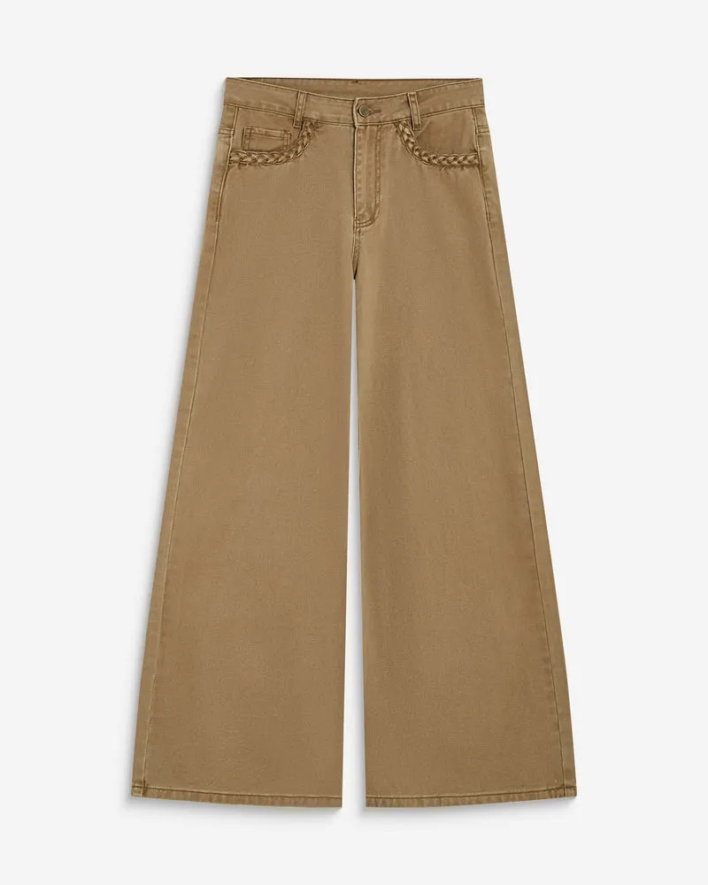 Jean jambe large poches tressées mocha Julian