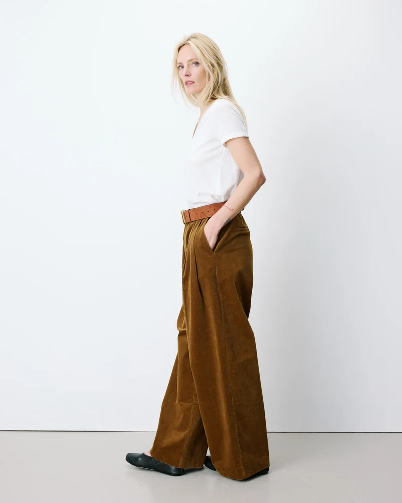 Pantalon oversize velours côtelé coffee Abriel