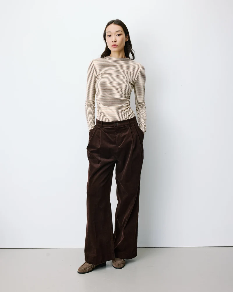 Pantalon oversize velours côtelé chocolat Abriel