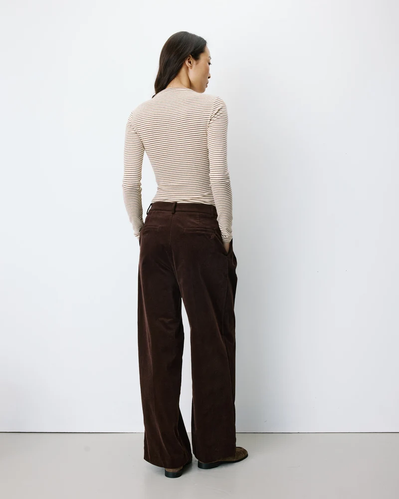 Pantalon oversize velours côtelé chocolat Abriel