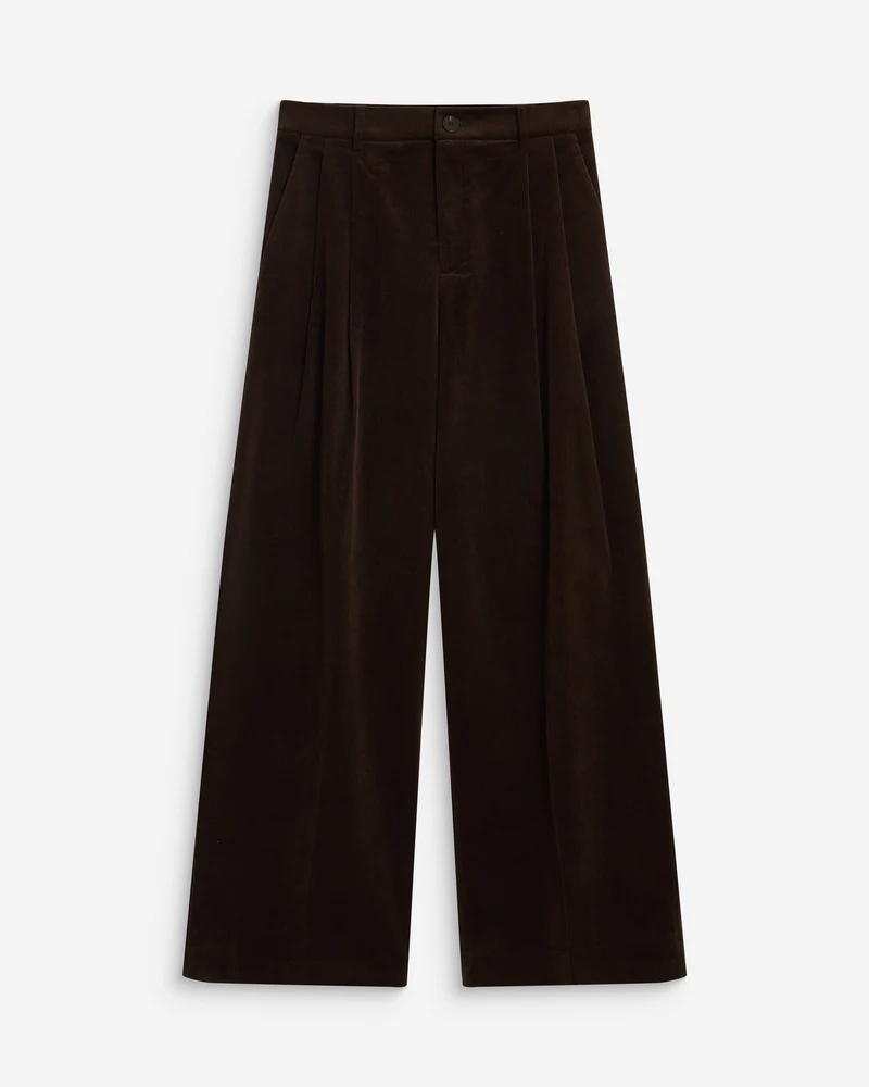 Pantalon oversize velours côtelé chocolat Abriel