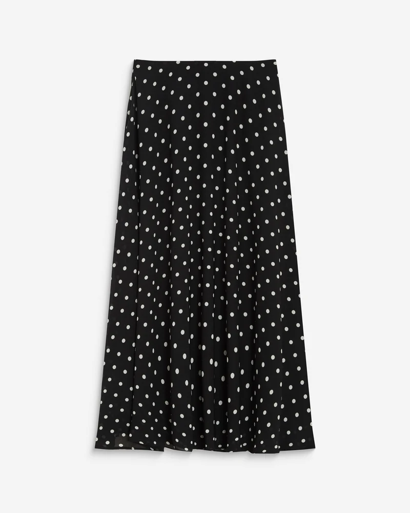 Jupe longue trapèze taille haute pois Analia