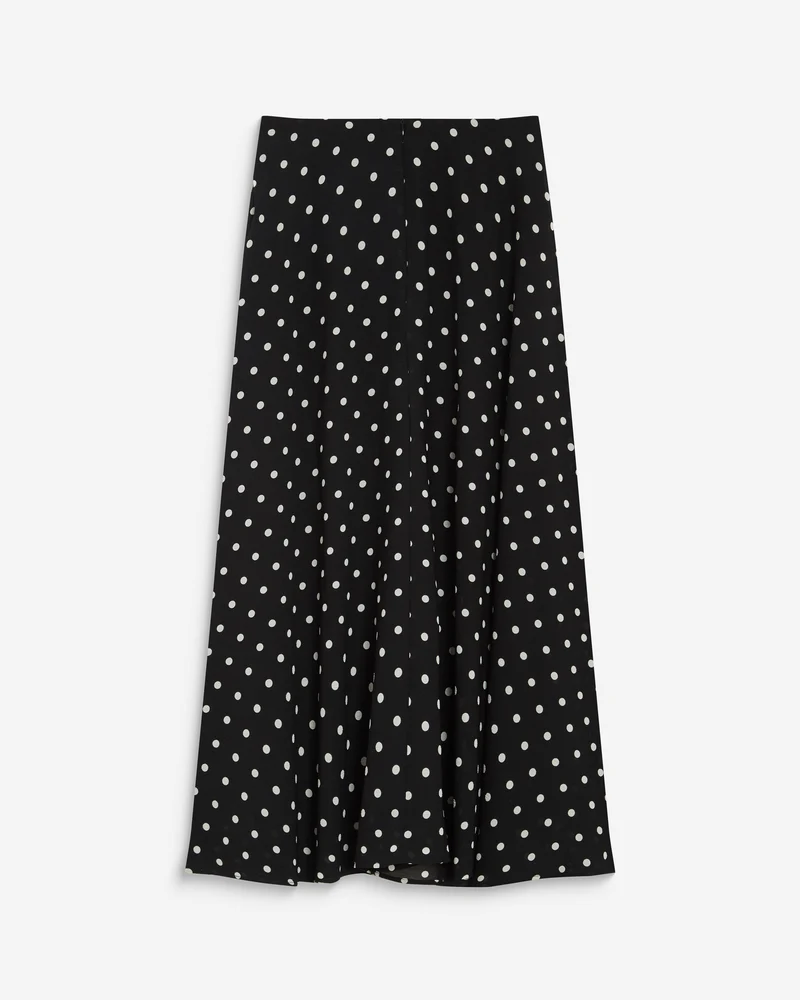 Jupe longue trapèze taille haute pois Analia