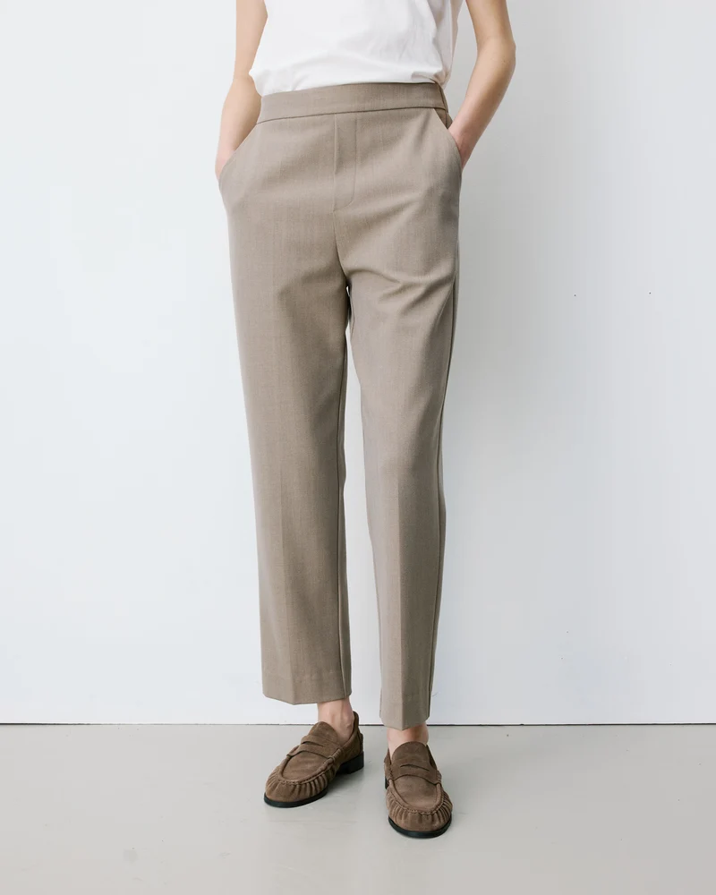 Pantalon cigarette court taille haute beige Armstrong