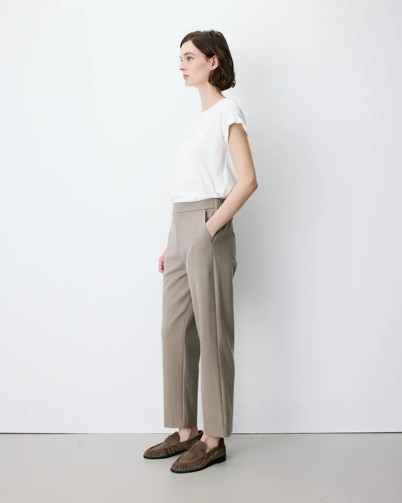 Pantalon cigarette court taille haute beige Armstrong