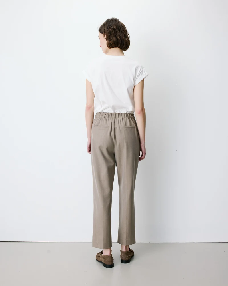 Pantalon cigarette court taille haute beige Armstrong