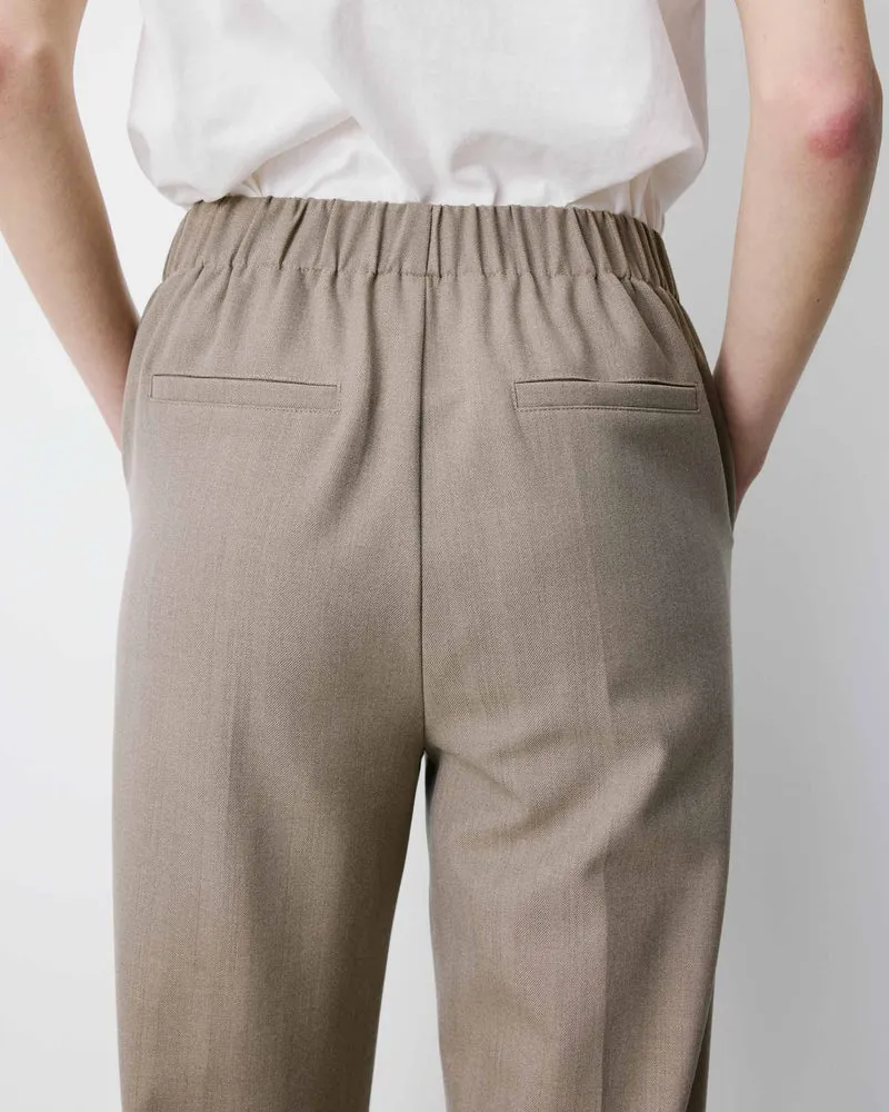 Pantalon cigarette court taille haute beige Armstrong