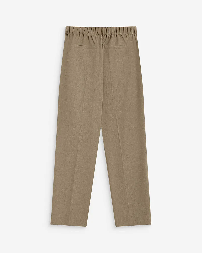 Pantalon cigarette court taille haute beige Armstrong