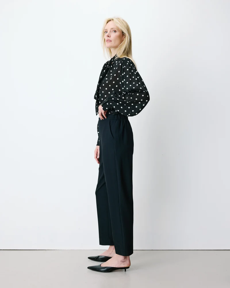Pantalon cigarette court taille haute marine Armstrong
