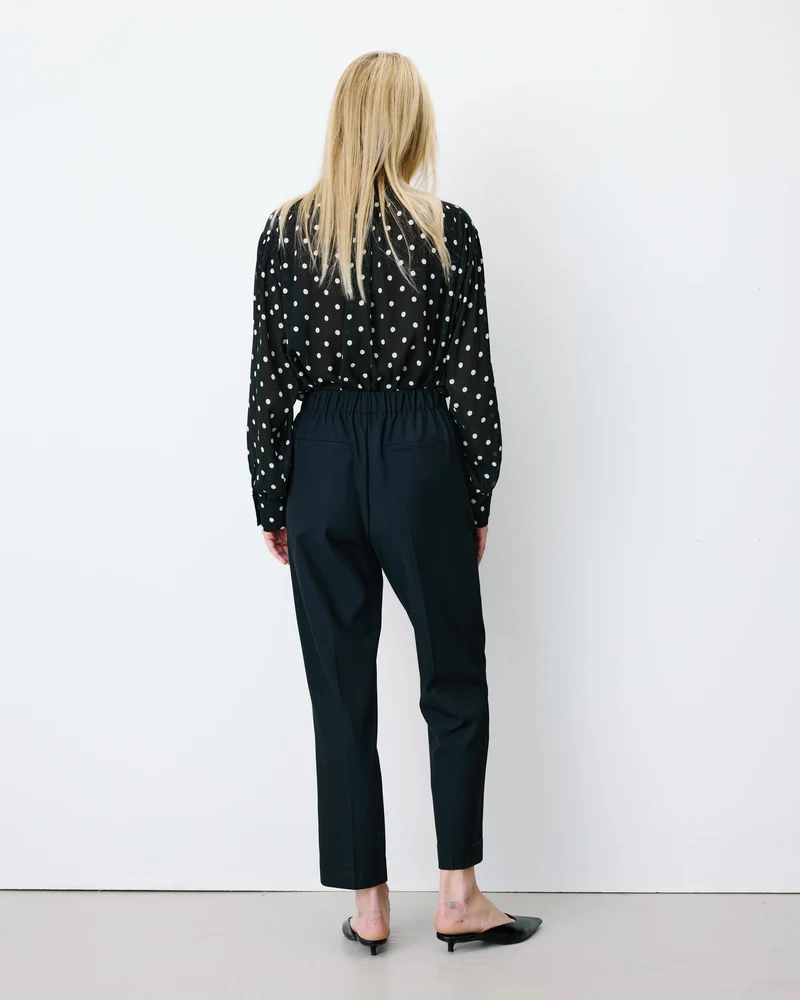 Pantalon cigarette court taille haute marine Armstrong