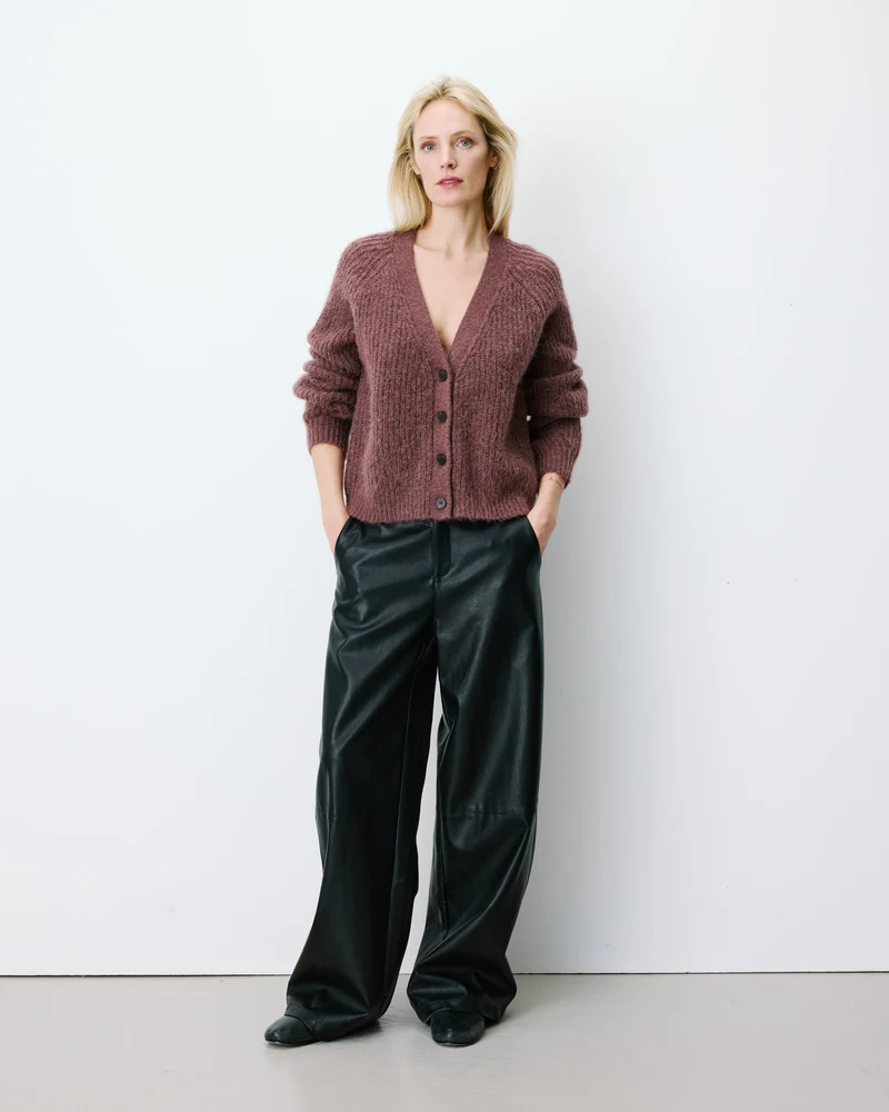 Cardigan oversize manches longues parme Saluda