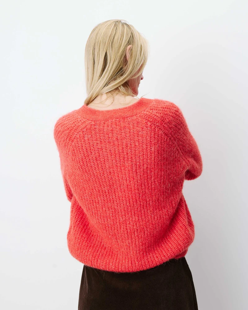 Cardigan oversize manches longues sanguine Saluda