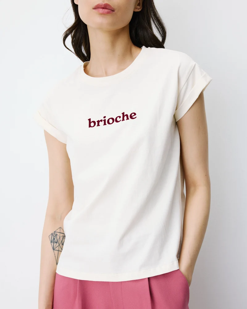 T-shirt en coton manches courtes à inscription sable Atlas