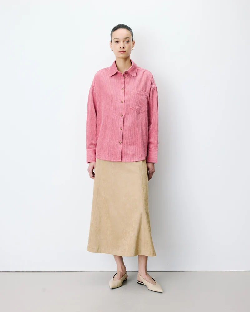 Chemise oversize en velours côtelé blush Ange