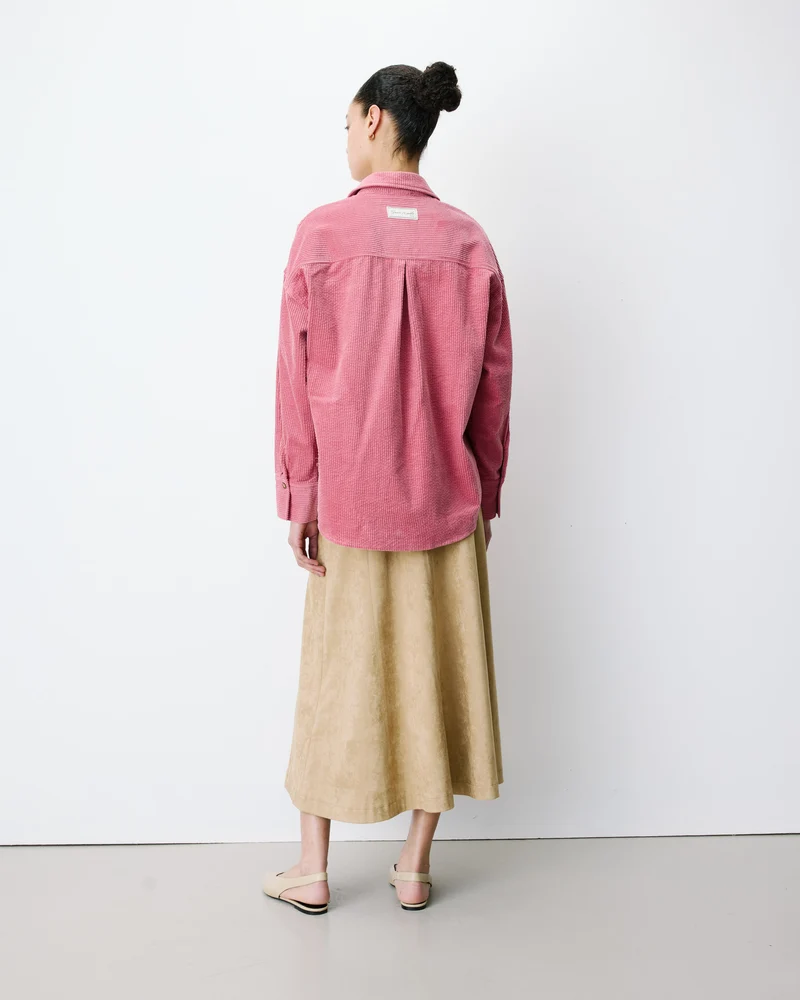 Chemise oversize en velours côtelé blush Ange