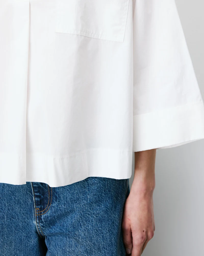 Blouse oversize manches larges en coton ivoire Ambre