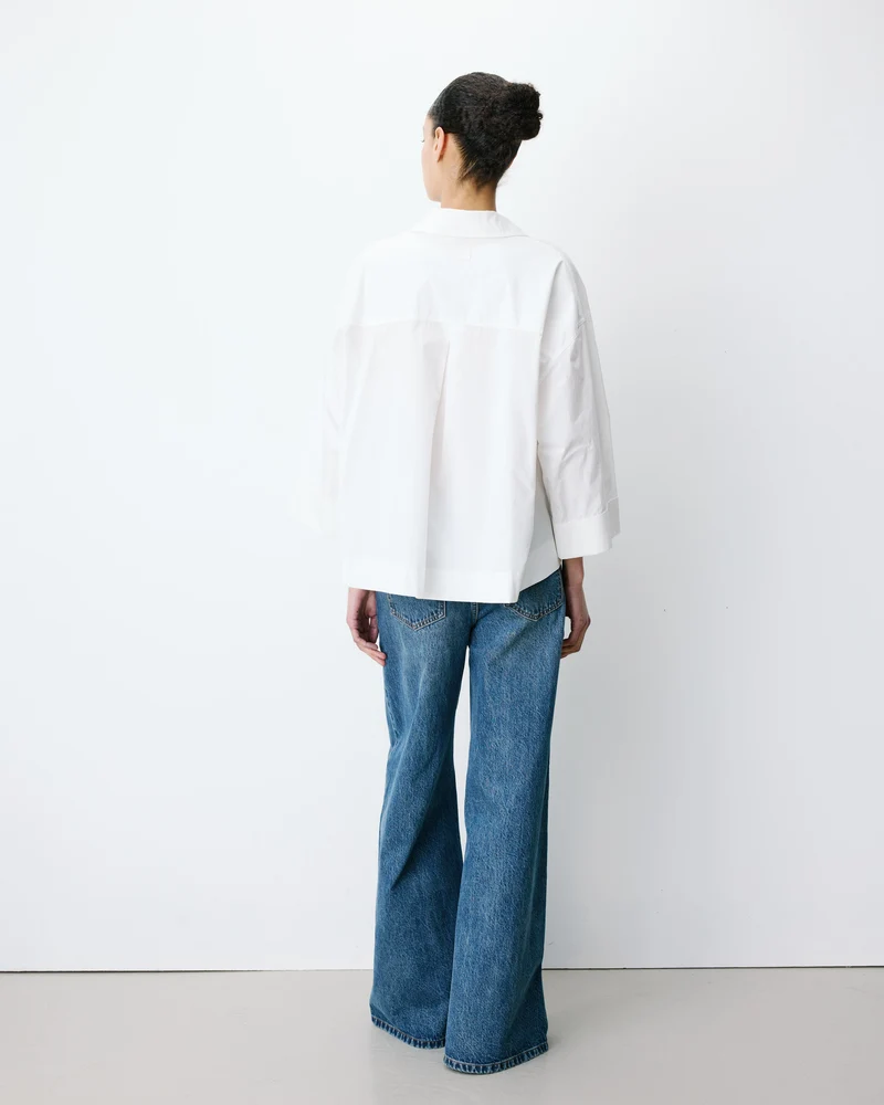 Blouse oversize manches larges en coton ivoire Ambre