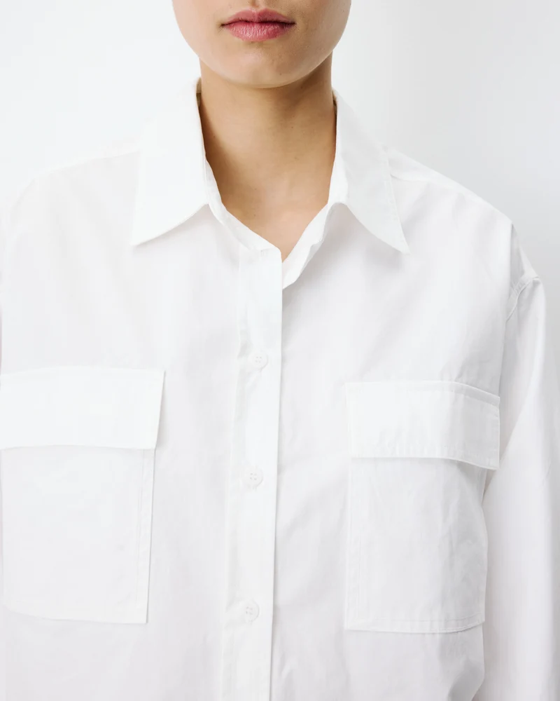 Chemise courte oversize en coton ivoire Azelle