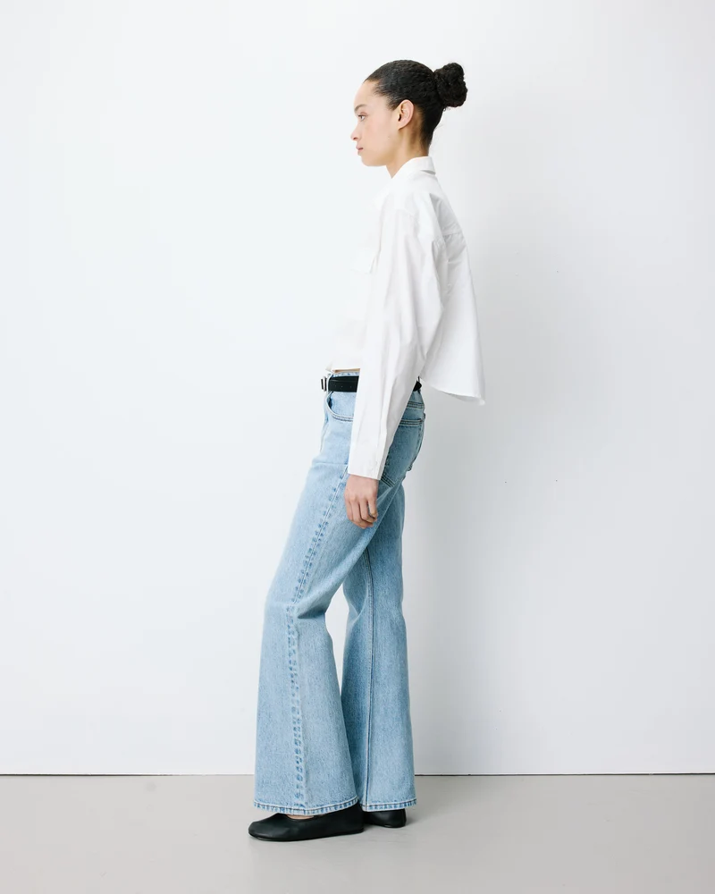 Chemise courte oversize en coton ivoire Azelle
