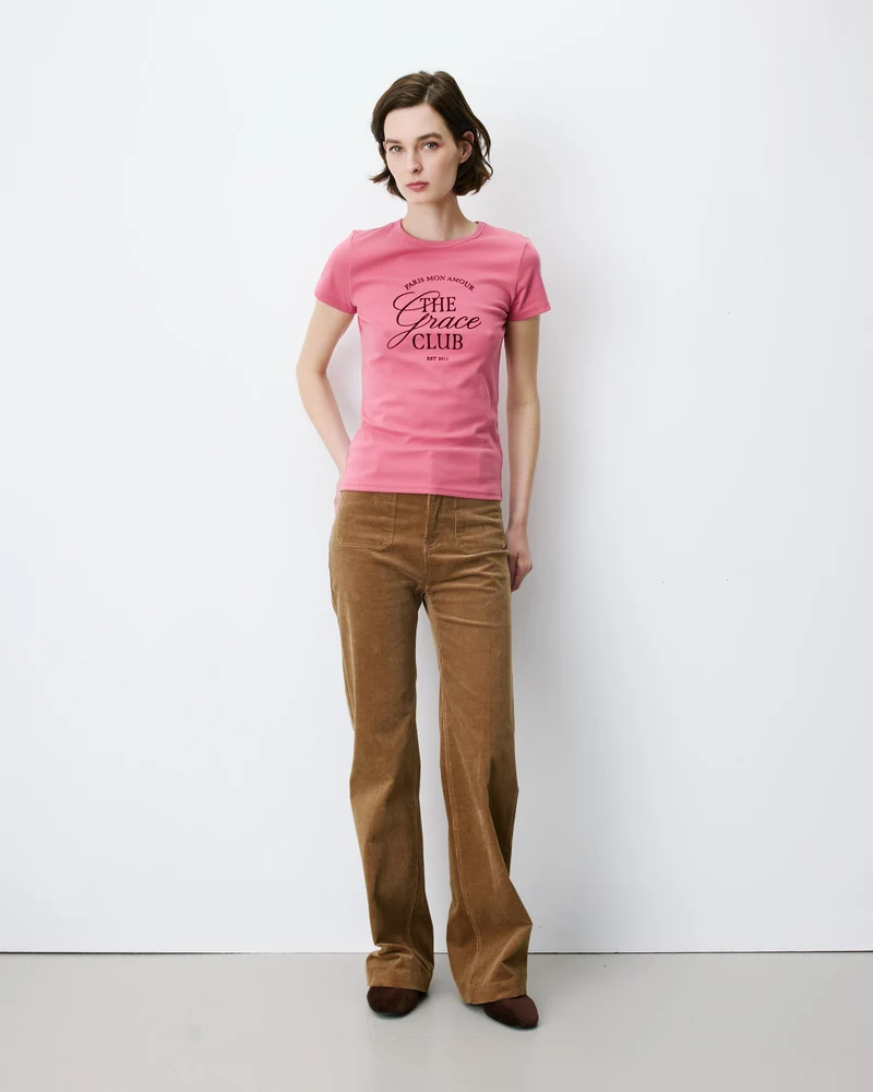 T-shirt col rond à message blush Amoris