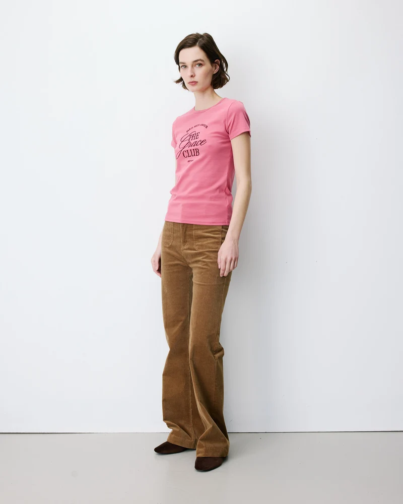 T-shirt col rond à message blush Amoris