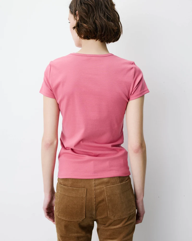 T-shirt col rond à message blush Amoris