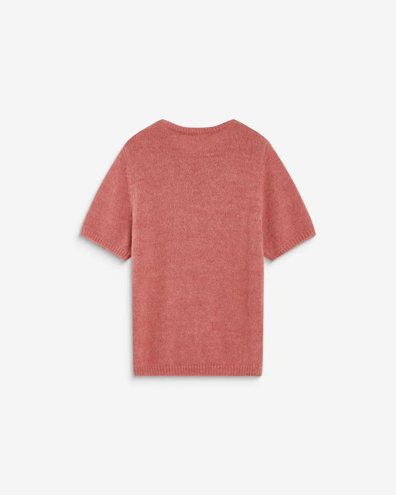 Pull manches courtes à message brodé blush Austyn