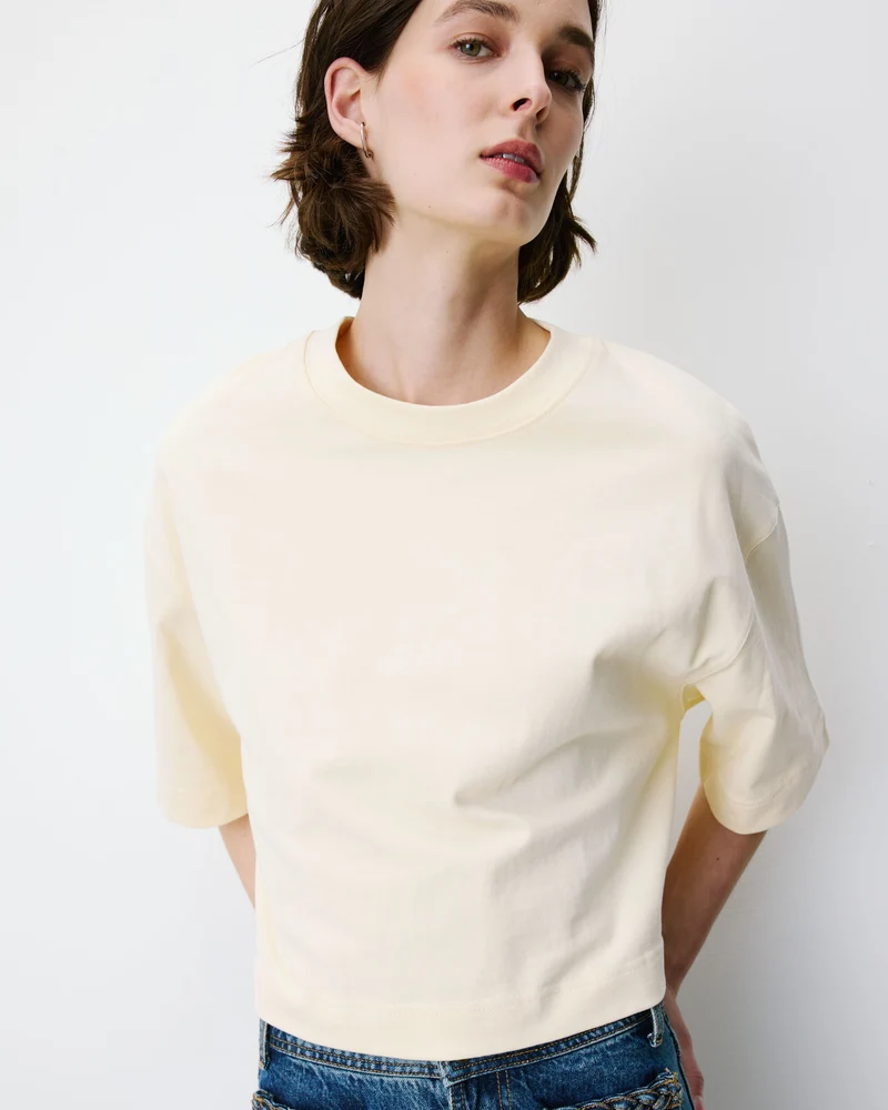 T-shirt oversize court en coton vanille Arvel