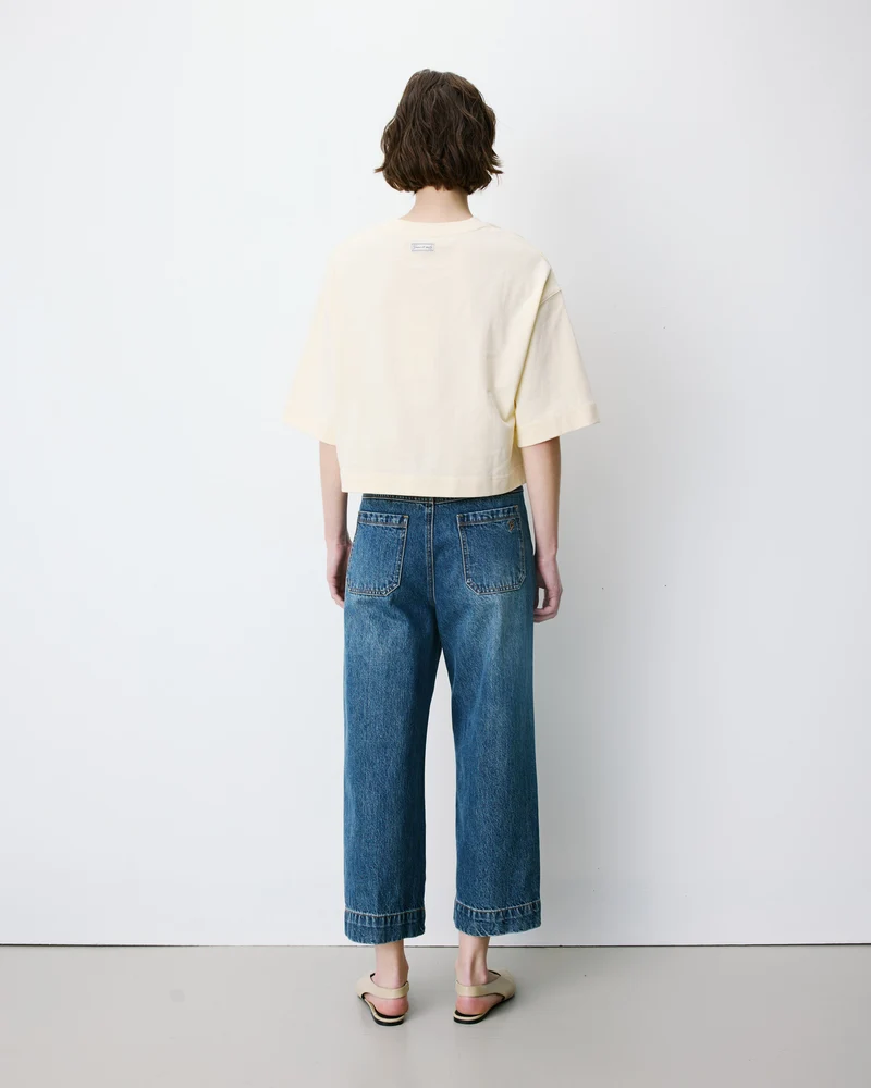 T-shirt oversize court en coton vanille Arvel