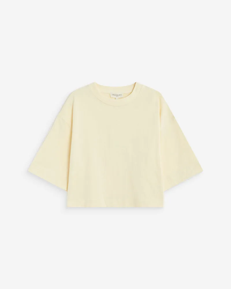 T-shirt oversize court en coton vanille Arvel