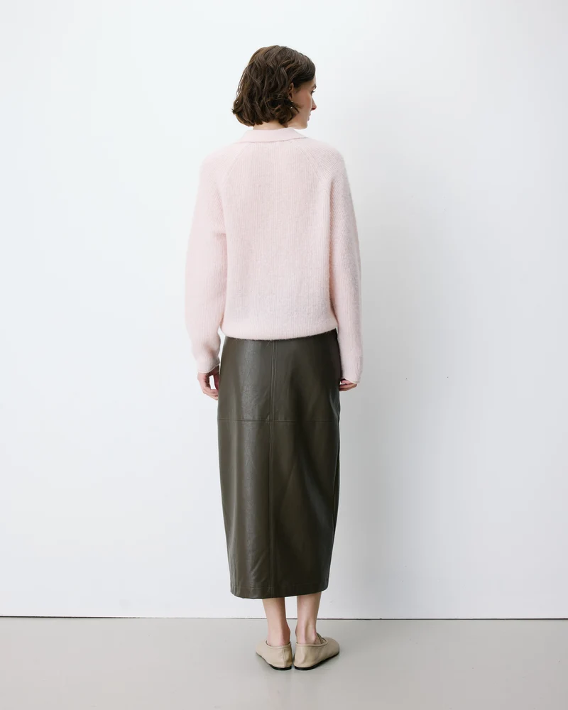 Pull polo en maille texturée boutonné nude Alevan