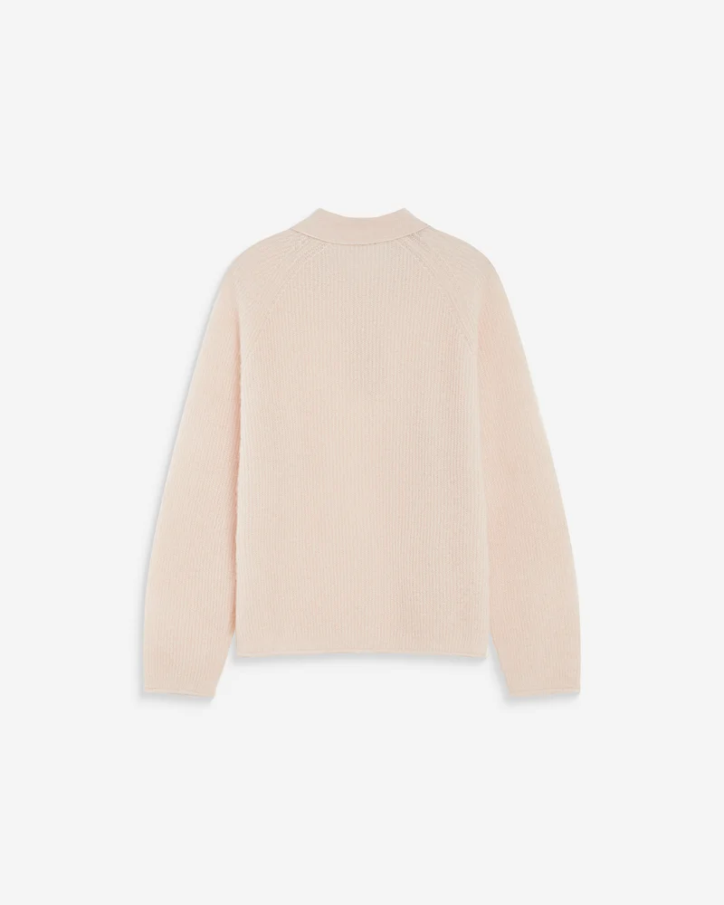 Pull polo en maille texturée boutonné nude Alevan