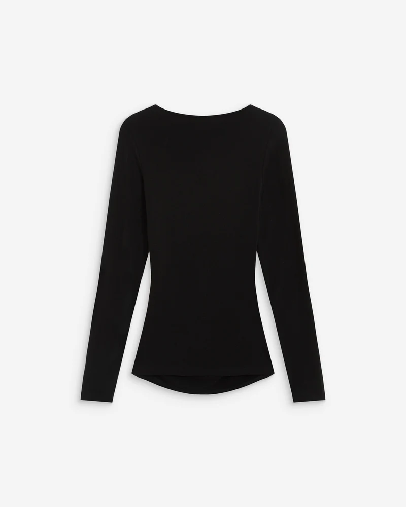 Top froncé col V croisé manches longues noir Azul