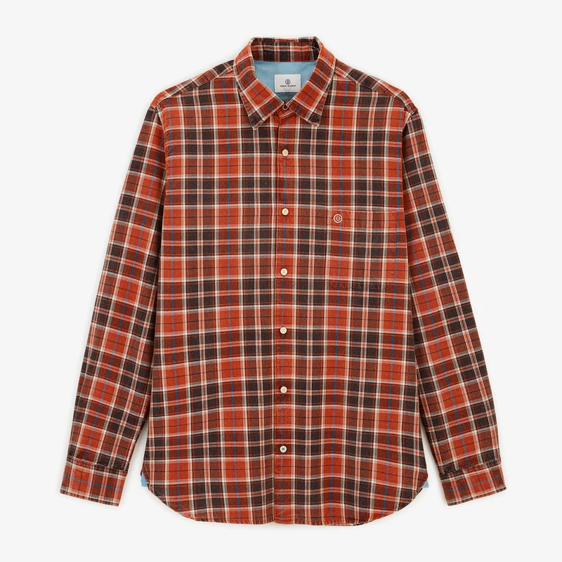 Chemise manches longues coton carreaux rouge
