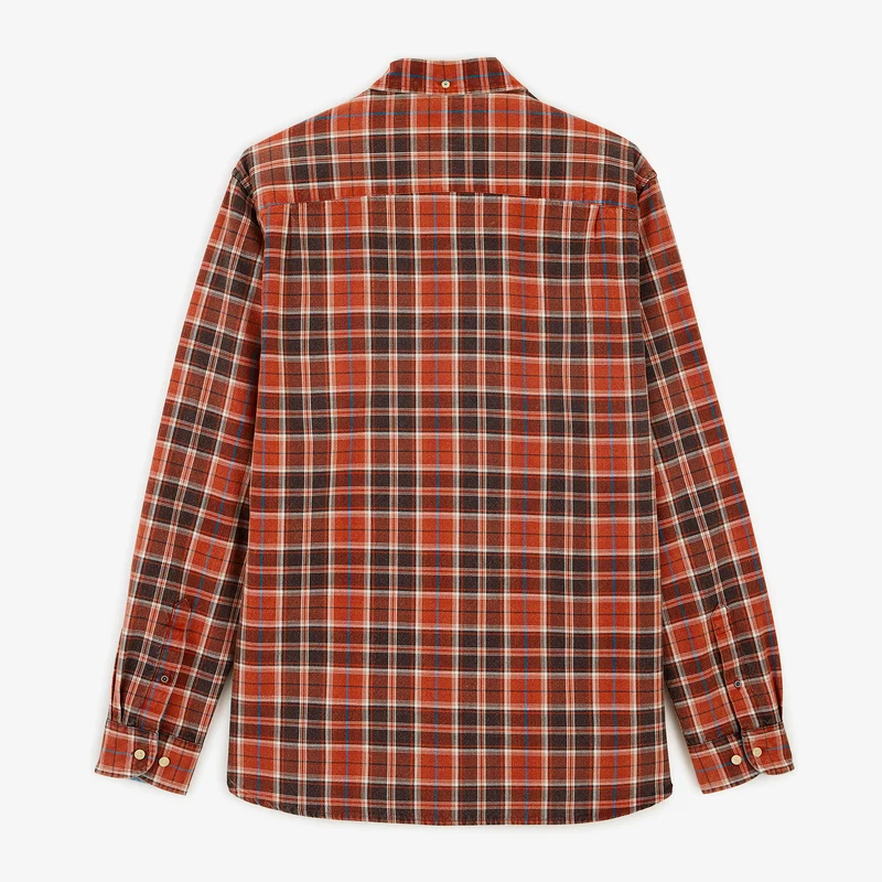Chemise manches longues coton carreaux rouge