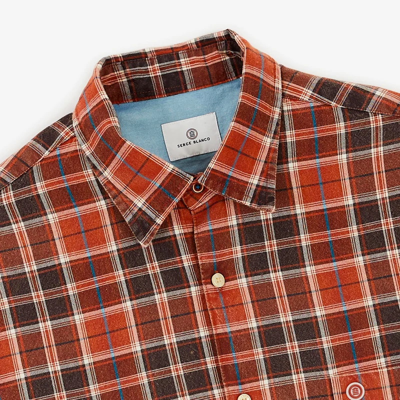 Chemise manches longues coton carreaux rouge