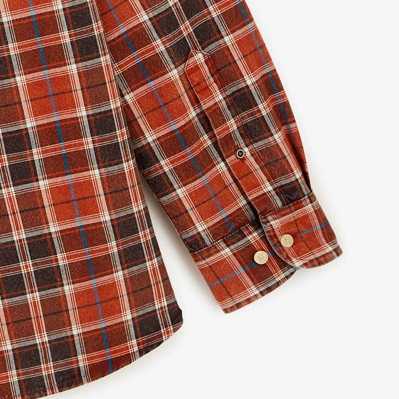 Chemise manches longues coton carreaux rouge