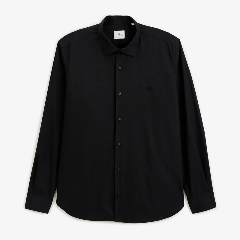 Chemise manches longues coton stretch noire