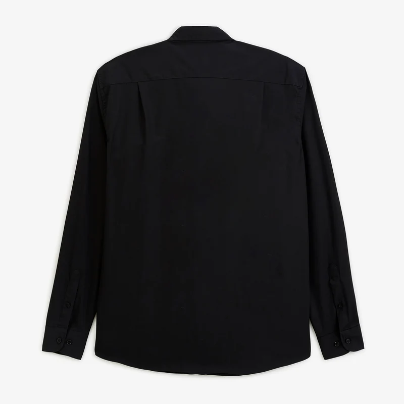 Chemise manches longues coton stretch noire