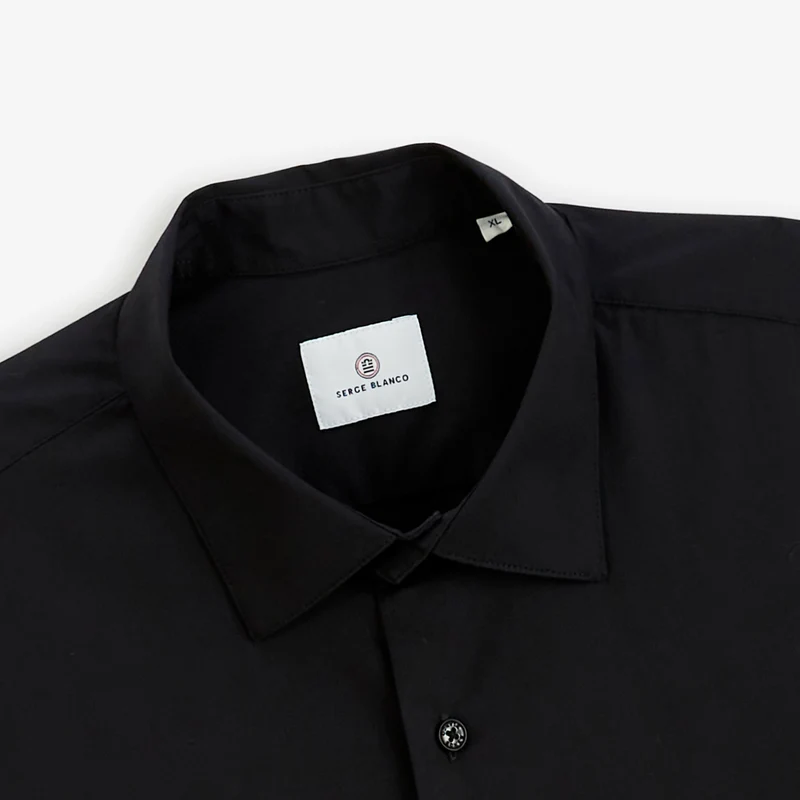 Chemise manches longues coton stretch noire