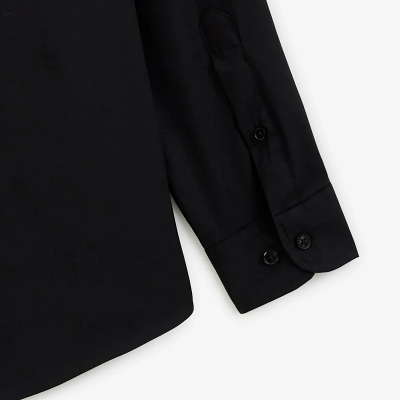 Chemise manches longues coton stretch noire
