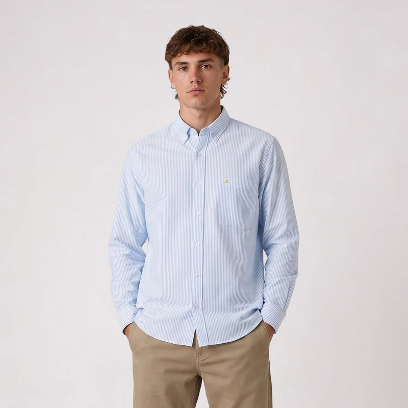 Chemise manches longues Oxford rayée bleu SBPLAY
