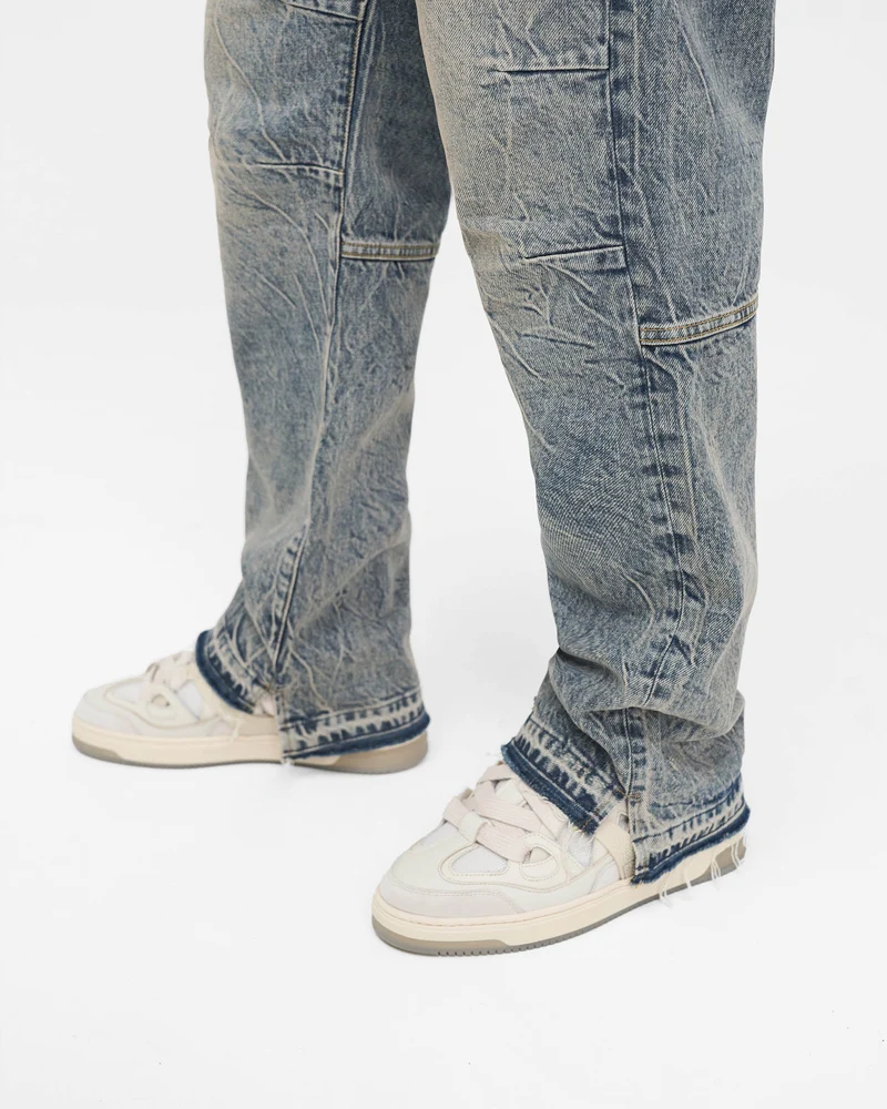 R2 Stepped Hem Denim - Mid Blue