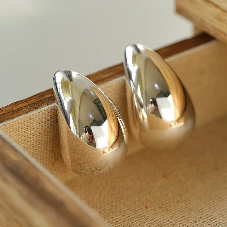Boucles d'Oreilles Goutte d'Eau - Or et Argent