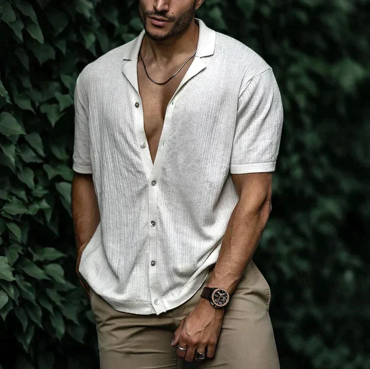 Leandro Chemise Homme Été – Chemise en Lin Respirante à Coupe Flatteuse pour Look Décontracté