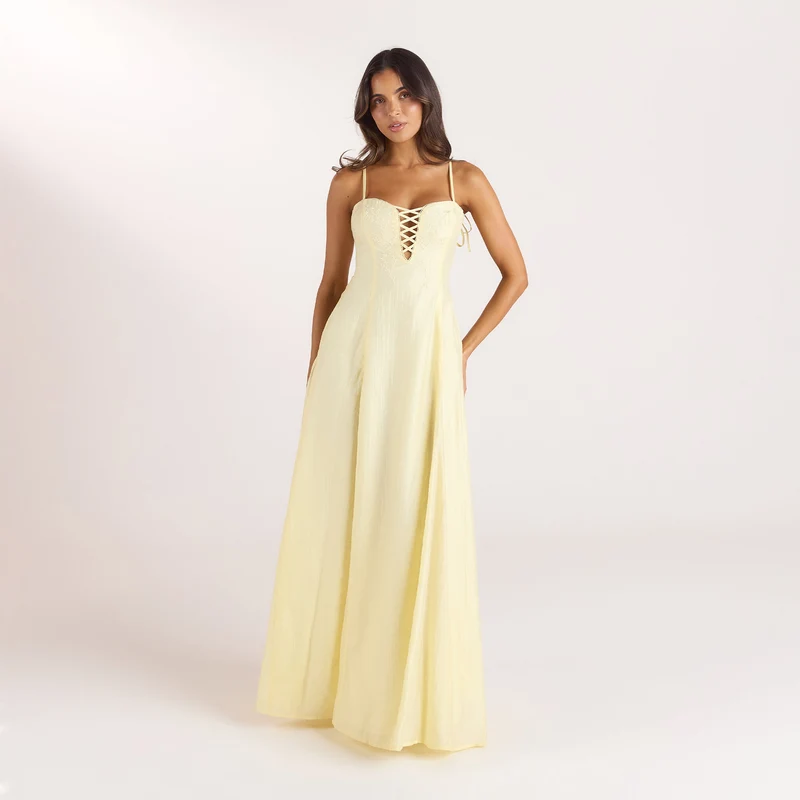 Robe Maxi Brodée - Jaune Citron