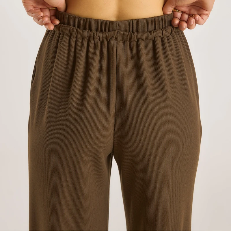 Pantalon Large Waffle - Chocolat