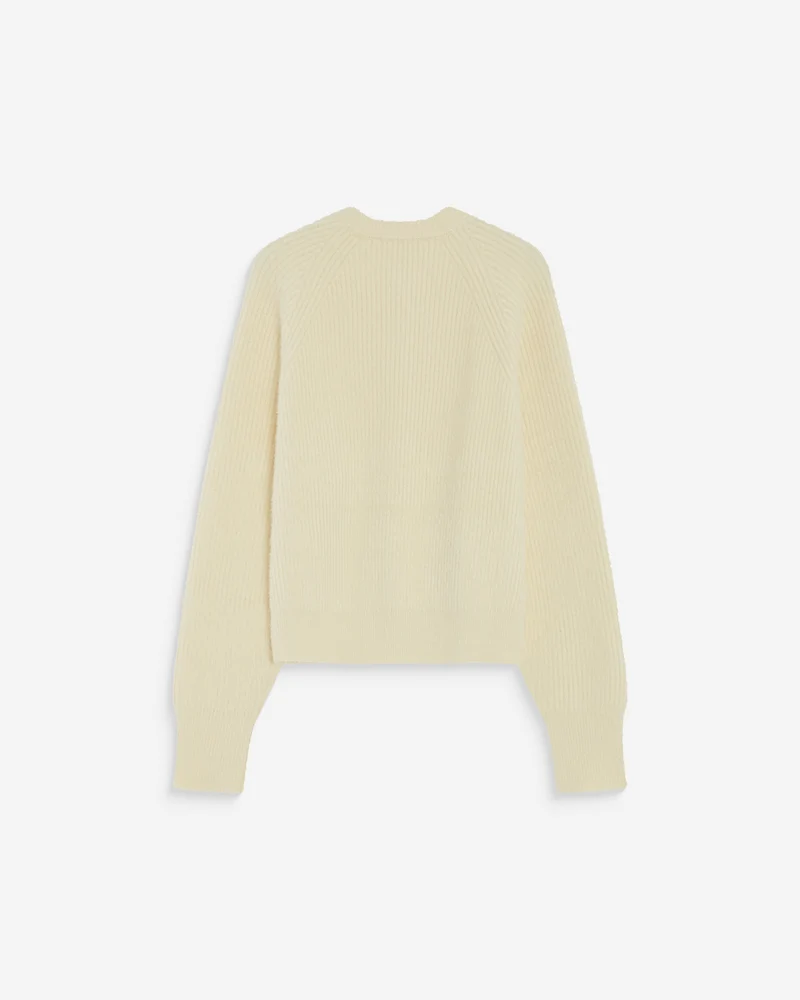 Cardigan doux col rond boutonné vanille Aleron