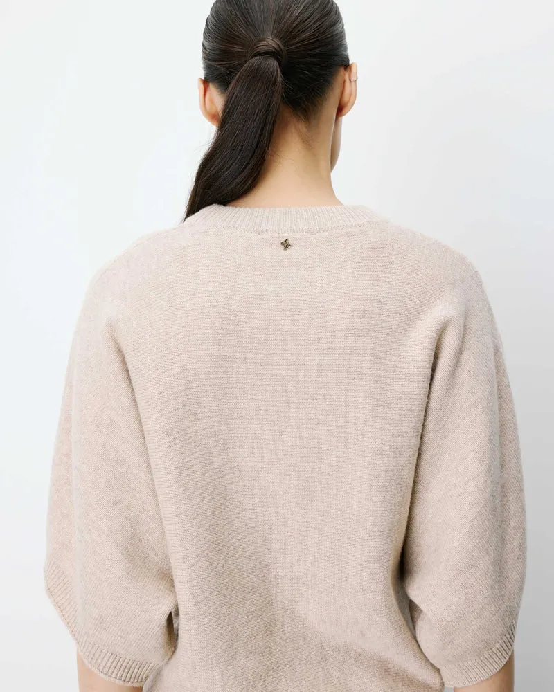 Pull oversize manches kimono 3/4 beige Almus