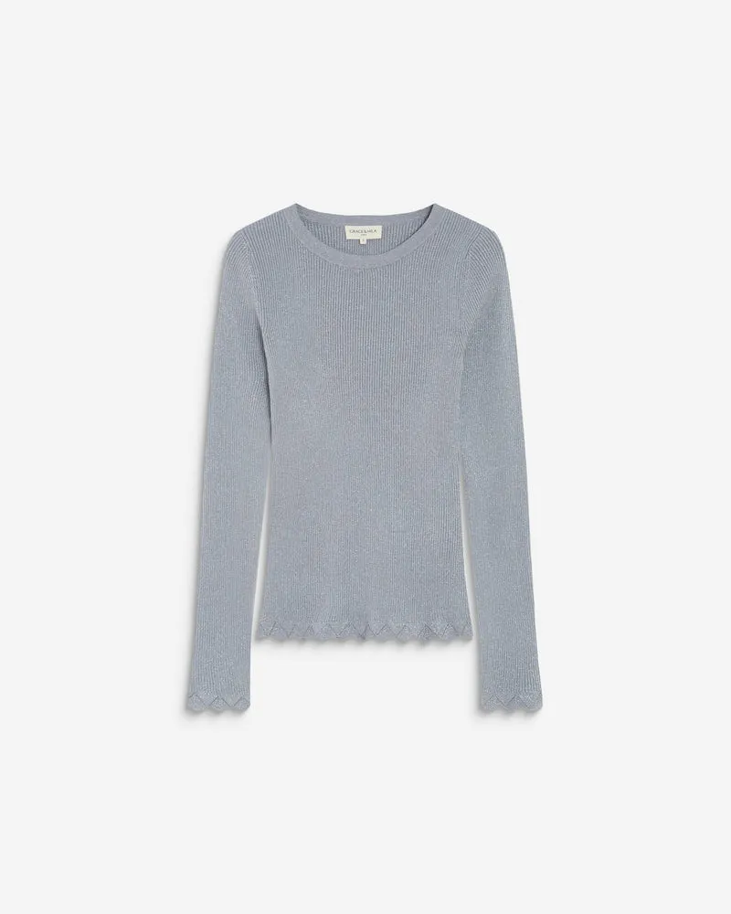 Pull ajusté en maille fine lurex ciel Abbott